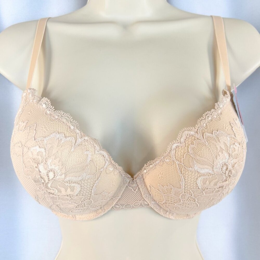 VS Bombshell Inspired Adds 2 Cups Ultimate Pushup Bra 38C Nude Lace - Picture 2 of 6